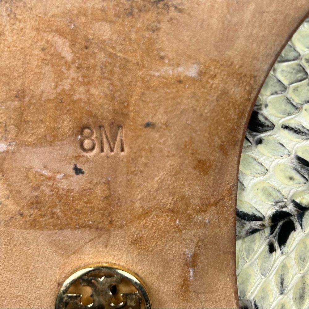 Tory Burch Snake Skin Pattern Open Peep Toe Heels Pumps Womens Size 8 - Picture 10 of 11